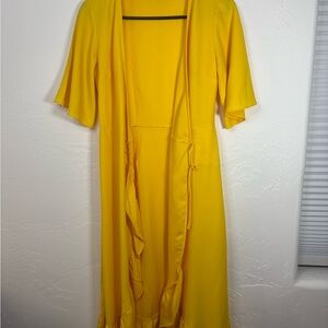 Elegant Yellow Women's TieUp Dress